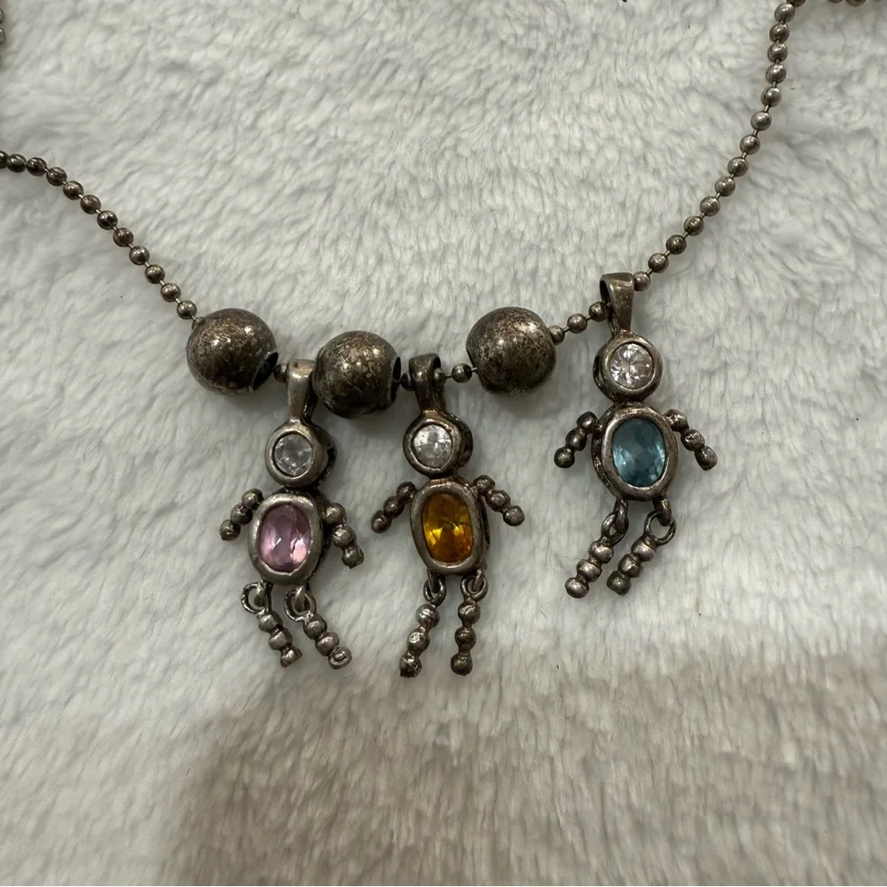 925 Sterling Silver Mother's Necklace Family Charm Birthstones